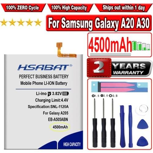 HSABAT 4500mAh EB-A505ABN Battery for Samsung Galaxy A205 A305 A505 A50S A30S A20 A30 A50