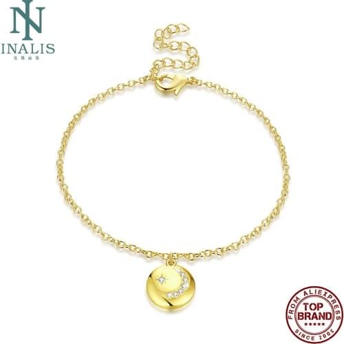 INALIS Gold Color Bracelet Circle Shape Stars And Moon Bracelets For Women Trendy Festival Engagement Gift Jewelry Bijoux New