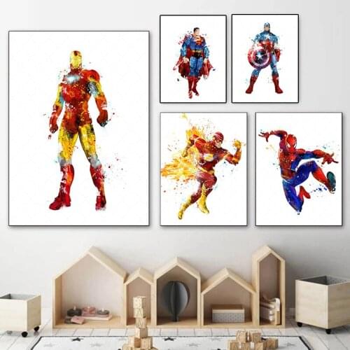 Marvel Avengers Canvas Painting Captain America Superhero Iron Man Posters and Prints Wall Art Pictures for Living Home Decor