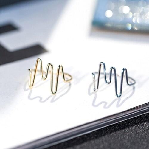 Creative Simple Design Heartbeat Geometric Ring Romantic Gold Silver Color Ring Lovers Accessories Fashion Party Jewelry Gift