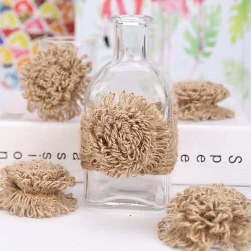 Natural Jute Burlap Ribbon flower Shoes flower hat flower Diy Wedding Christmas Decoration Accessories Festival Party Crafts