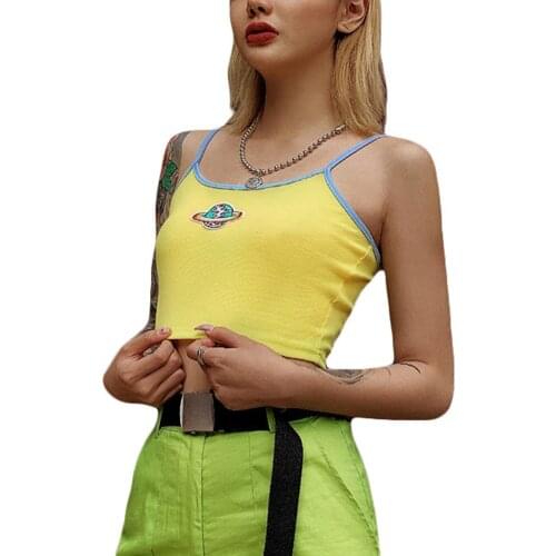 2020 New Women Vest Sexy Embroidery Sleeveless Fitted Vest Tops Women Cute Pattern Cotton Summer Bottoming Vest