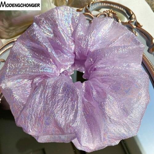 2021 New Fashion Oversized Organza Flower Large Hair Scrunchies Elastic Hair Ropes For Woman Girls Temperament Hair Accessories