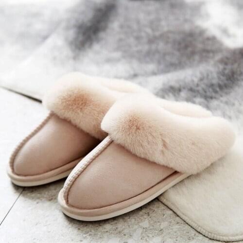 New Winter Plush Warm Home Flat Slippers Lightweight Soft Comfortable Winter Slippers Womens Cotton Shoes Indoor Plush Slippers