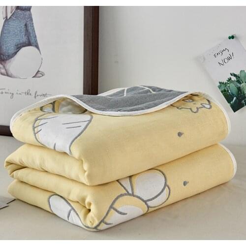 Kuup Yarn Dyed Jacquard 100% cotton six layer AB gauze blanket Queen Size Solid Color Quilt For Kids Soft Warm Blankets for Bed