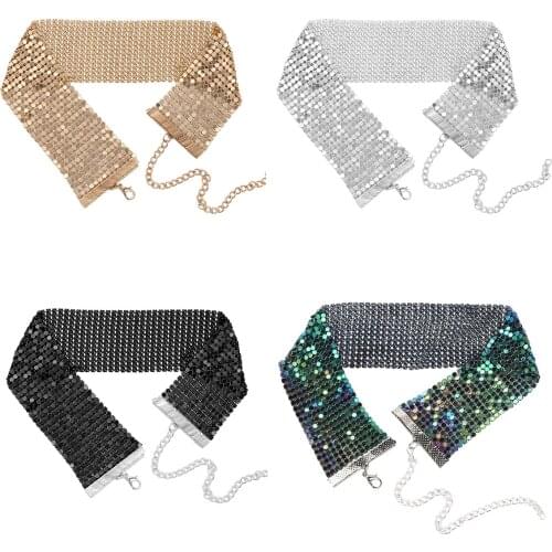 Glitter Shiny Chain Metal Choker Collar Necklace Women Girls Punk Goth Club Rave Chic Jewelry Accessories Femme Choker Necklace
