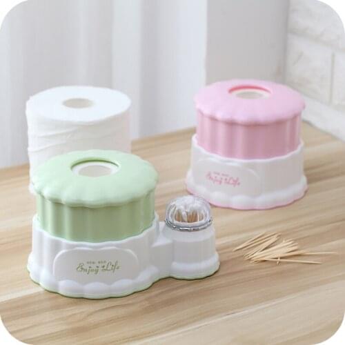 Plastic Telescopic Tissue Tube Household Daily Necessities Tissue Box Two-In-One Toothpick Box Home Office Desk Storage