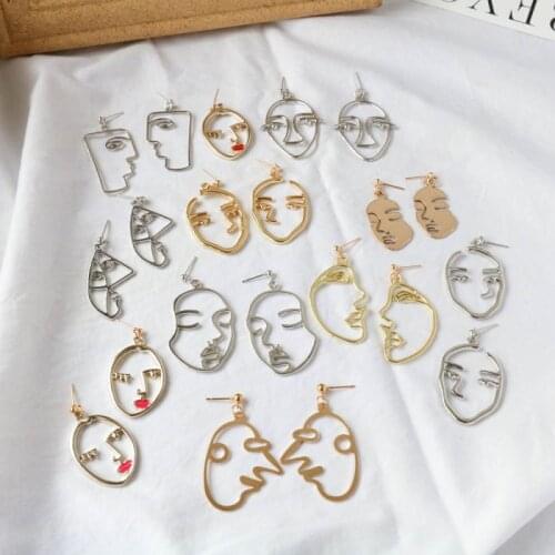 Fashion Girl Face Abstract Line Drop Earrings for Women Simple Human Face Pendant Earrings Elegant Female Ear Jewelry Gifts