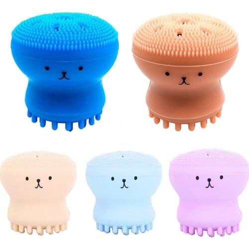 HOT 12colors Silicone Face Cleansing Brush Octopus Shape Pore Cleaner Exfoliator Blackhead Remover Soft Face Massage Brush
