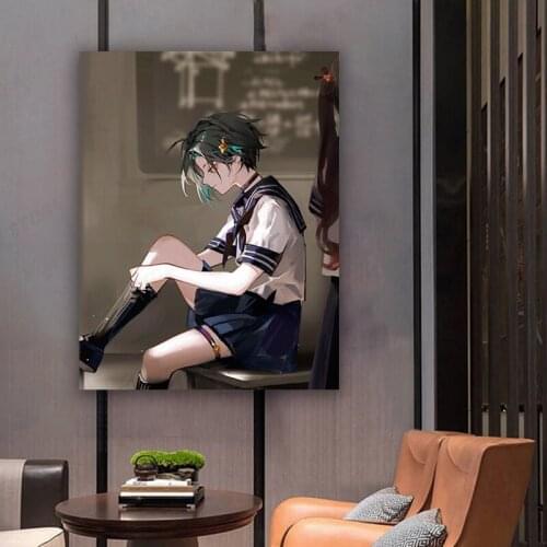 Vintage Genshin Impact Poster Game Painting Anime Wall Art Prints Decoration Art Home Bar Room Wall Decor Canvas Poster