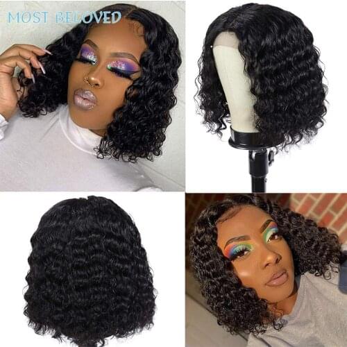 Short Deep Wave Bob Wig Human Hair Wigs 13X4x1 Lace Frontal Wigs For Black Women Lace Closure Bob Wigs Bob Lace Front Wigs