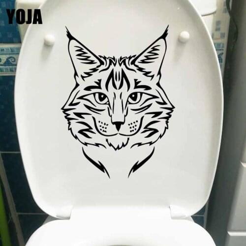 YOJA 18.3X24.4CM Cat Face Wall Decal Toilet Seat Sticker Room Home Decoration T5-0260