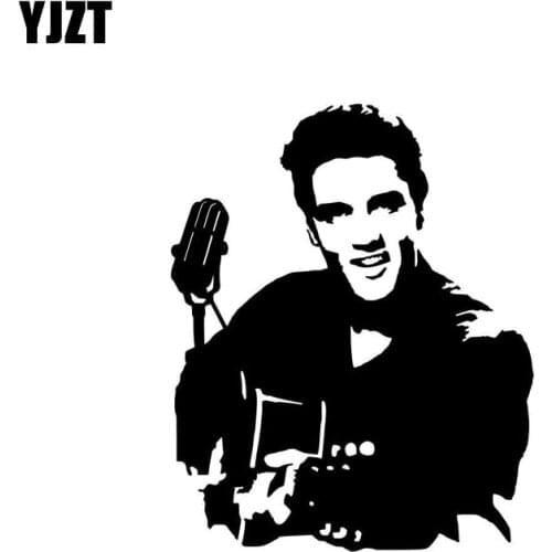 YJZT 12.9CM*16CM Elvis Presley Actor Vinyl Decal Funny Car Sticker Black/Silver C3-0019