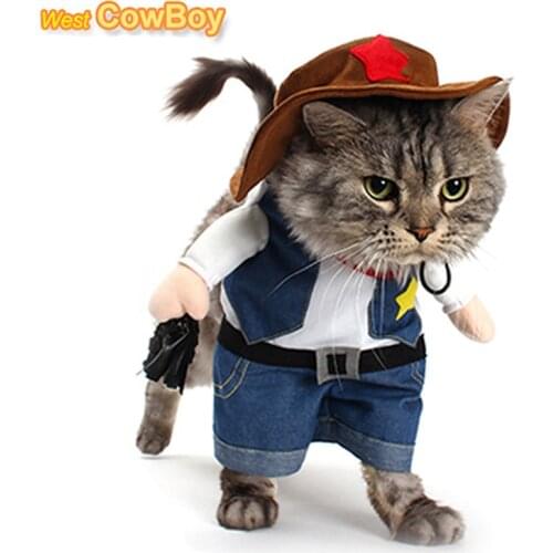 Funny Pet Costume Cowboy Cosplay Suit For Cats Halloween Christmas Clothes For Dogs Party Dressing Up Dog Clothing Cat Apparel