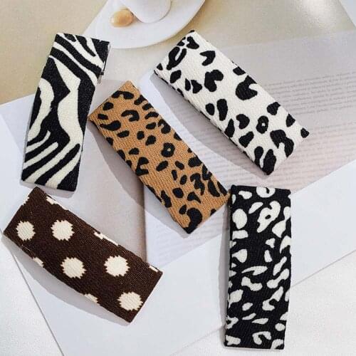 Korean Leopard Cow Printed Hairpin Fabric BB Clip Simple Wild Hair Clip Autumn Winter Hairpin Hair Accessories Female
