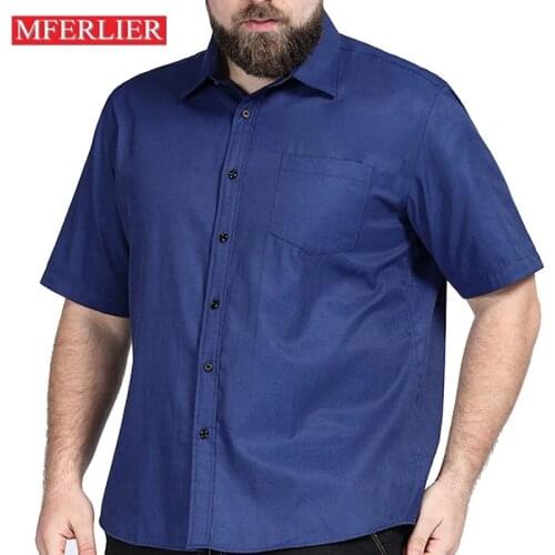 Summer Plus size men shirt 5XL 6XL 7XL 8XL Bust 149cm short sleeve large size men shirts 5 colors
