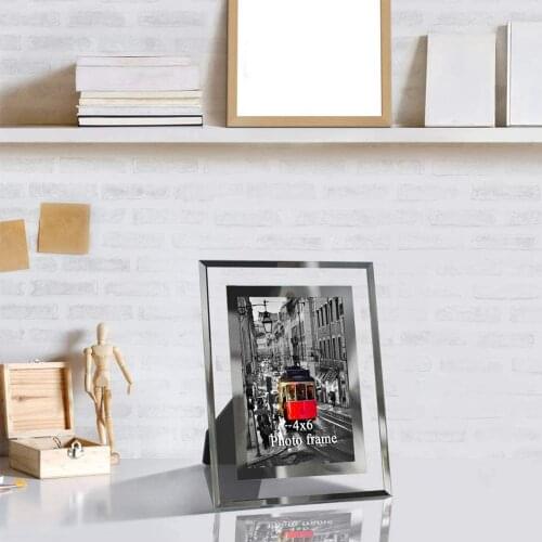 1PC Photo Frame 6x4 Glass Photo Frame Is Very Suitable for Home Wedding Office Restaurant Business Silver Photo Frame