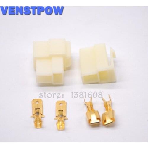 10 Sets 6.3mm Connector 2P 2 Pin Electrical Automotive Wire Connector Kits Male Female Socket Plug for Motorcycle Car