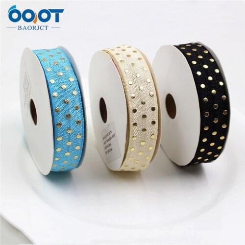 10yards 5/8'' Dot bronzing Ribbon Elastic Foldover Elastics Stretch Hair Ties Headbands for Baby Girls Hair Bow E-20514-1013