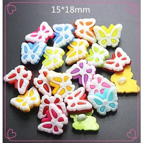 50PCS Mix Colors Cute Butterfly plastic cartoon buttons 1 hole Sewing children Buttons