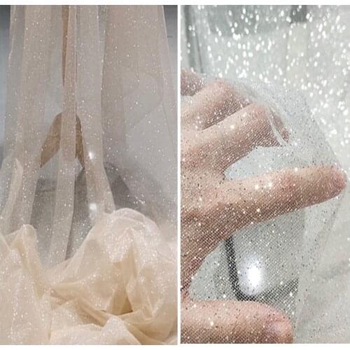Soft Blue Glitter Sequin Hot Silver Mesh Fabric For Wedding Dresses, Red, White, Black, Pink, Red, Green, By The Meter