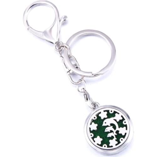 Dolphin House Aroma Keychain Keyring Open Locket Stainless Steel Perfume Aromatherapy Essential Oil Diffuser Box Car Keychain