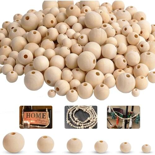 2021 Natural Wood Beads,Unfinished Loose Wood Beads Crafts, Suitable for Home and Holiday Decor, DIY Jewelry Making 6 Sizes