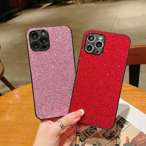 Diamond Rhinestone Cell Phone Case For iPhone 12 Pro Max 11Pro Phone Case XR XS Cover With Wrist Srap Lens Protection