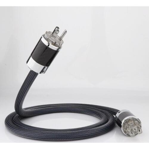 Preffair Hifi OFC US Hifi Power Cord Power Cable with Carbon Fibre Rhodium Plated Plug AC Mains Cord for Subwoofer Amplifier