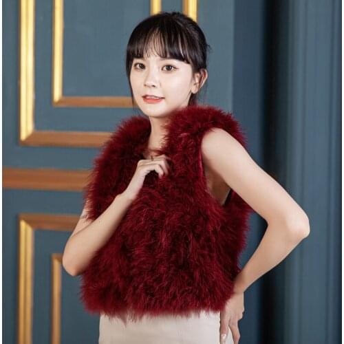 Real ostrich feather fur sleeveless jackets 2020 women autumn Korean fashion short solid genuine ostrich fur vests A250