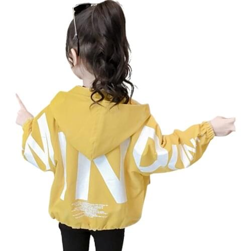 Girls Coat Outerwear Letter Pattern Coat Girl Spring Autumn Girls Jackets Casual Style Kids Clothing 6 8 10 12 14