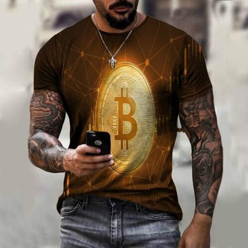 Summer casual mens and womens T-shirts Bitcoin 3D printing shirts Comfortable and breathable plus size T-shirts 2021 polyester