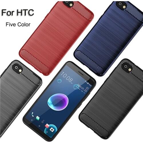 Brushed Carbon Fiber Texture Cover For HTC u12 D12 u11 plus life eyes Anti-knock Soft Silicone ShockProof Full Protector Case