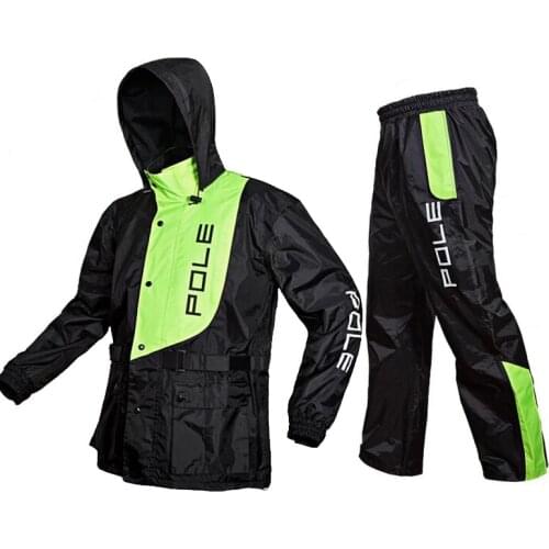 POLE Fashion Motorcycle Rain Coat Jacket + Pants Outdoor Sports Fishing Waterproof Suits Raincoat Suit Raincoats