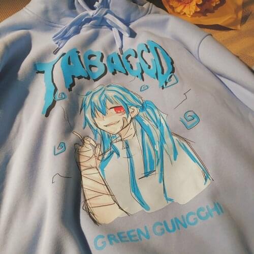 Cartoon Japanese comics Letter Print Hoodies Women Hooded Oversize Pullovers Harajuku Kawaii Female Loose Streetwear Sweatshirts