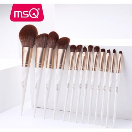MSQ Makeup Brush Sets 13PCS/Set Foundation Eyeshadow Blush Concealer Make Up Brushes Kits Synthetic Hair White PVC Resin Handle