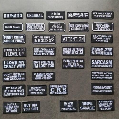 Black and White English Alphabets Embroidery Patches for Backpack Iron on DIY Stripes Appliques Clothes Stickers Letters Badges