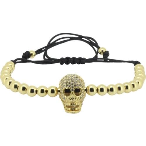 New Fashion Men And Women Jewelry Black Cz Skull Skeleton Bracelet Zircon Weave Rope Chain Gift Accessories Bracelet BR116