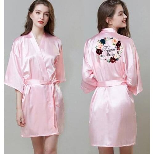 Autumn Bachelor Party Hen Party Wedding Robes Sleep Nightshirt Sleepwear Bride Bridesmaid Kimono Bathrobe Dress
