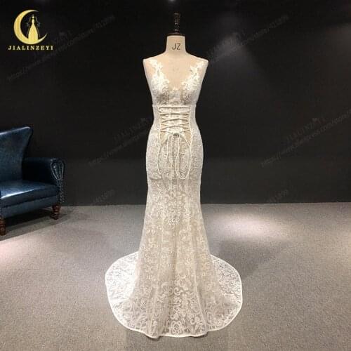 Rhine Real New Sexy Fashion V Neck Lace Mermaid свадебное платье Wedding Dresses 2021 robe de mariage