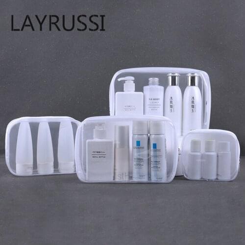 LAYRUSSI Clear Cosmetic Bags for Women Travel Makeup Bag Fashion Waterproof Men Travel Organizer Toiletry Wash Bag Pouch Case