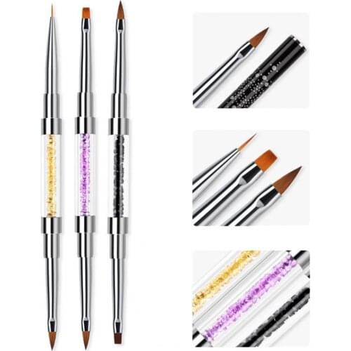 Nail Pen Double Head Rhinestone Penholder Fashion Design Drawing Line Rhinestones Pen Nail Art Brush for Female