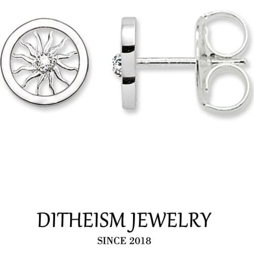 Sun Stud Earrings, 2018 New Zirconia Rhinestone Trendy Fashion Jewelry 925 Sterling Silver Trendy Gift For Women Men Lover