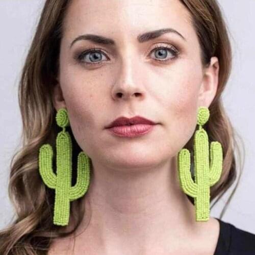 Bohemian Beads Cactus Drop Earring for Women Wedding Cute vintage Plants Girl Party Gift Statement Earrings Jewelry wholesale