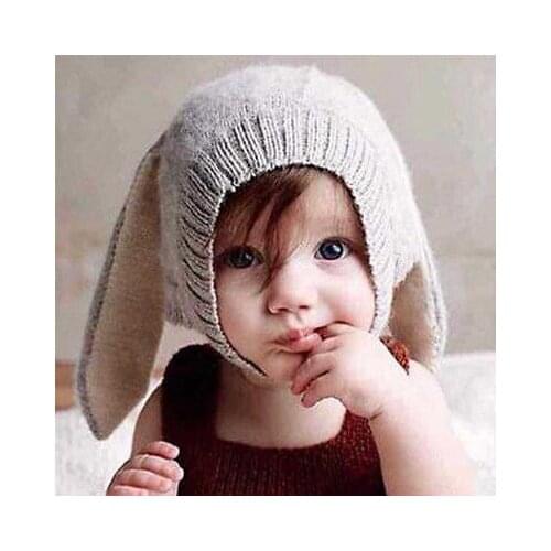 Baby Rabbit Ears Hat Infant Toddler Autumn Winter Knitted Caps for Children Baby Bunny Beanie Hats Accessories Photography Props