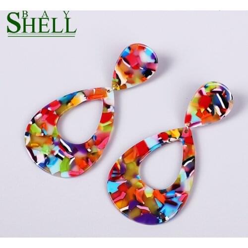 Shell Bay new Acrylic Earrings For Women Bohemian Earrings Fashion Statement ZA Resin Pendientes Brincos Female gift Jewelry
