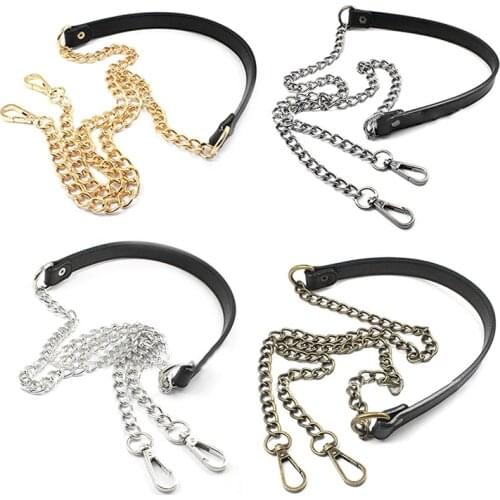 Bag Metal Chain Replacement PU Leather Bags Straps For DIY Handbag Handles Shoulder Straps Accessories Bags Handles