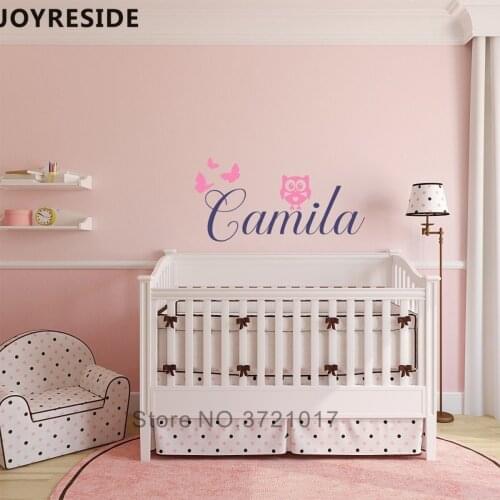 Owl Wall Sticker Animal Custom Name Decals Sweet Sleep Home Room Wall Decor Personalized Name Kid Children Bedroom Stickers M250