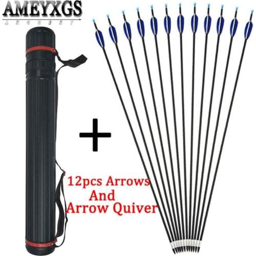 12pcs Spine700 32inch Composite Carbon Fiberglass Arrow OD7mm With Arrow Quiver For Outdoor Shooting Hunting Archery Accessories