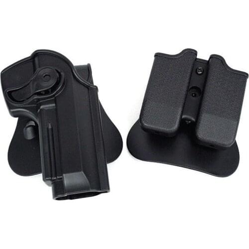 Tactical IMI Gun Holster for Beretta M9 M92 Polymer Roto Belt Holster Hunting Airsoft Pistol Gun Case with Double Magazine Pouch